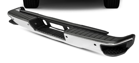 Rear Bumper Compatible for 2014 2018 Chevy Chevrolet Silverado GMC Sierra 1500, Chrome Rear Step Bumper with Corner Steps and Sensor Hole, without Dual Exhaust Cut Outs